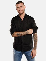 emilio adani Herren Langarm-Hemd aus Leinen in Schwarz emilio adani Herren Langarm-Hemd aus Leinen in Schwarz