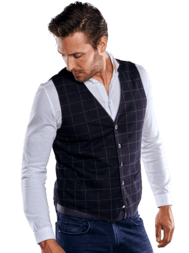 emilio adani Herren Sakkoweste mit Gitternetzkaro in Schwarz emilio adani Herren Sakkoweste mit Gitternetzkaro in Schwarz