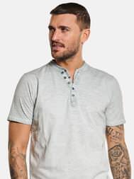emilio adani Herren Henley T-Shirt in Silbergrau emilio adani Herren Henley T-Shirt in Silbergrau