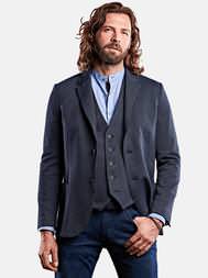 emilio adani Herren elastisches Sakko mit lässiger Kantenverarbeitung in Marineblau emilio adani Herren elastisches Sakko mit lässiger Kantenverarbeitung in Marineblau