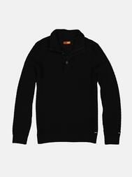 emilio adani Herren Pullover Polokragen in Schwarz emilio adani Herren Pullover Polokragen in Schwarz