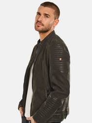 emilio adani Herren Lederjacke in Olivgrün emilio adani Herren Lederjacke in Olivgrün