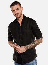 emilio adani Herren Langarm-Hemd aus Leinen in Schwarz emilio adani Herren Langarm-Hemd aus Leinen in Schwarz