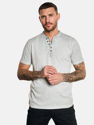 emilio adani Herren Henley T-Shirt in Silbergrau emilio adani Herren Henley T-Shirt in Silbergrau