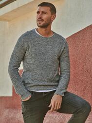 emilio adani Herren Rundhals Pullover in Silbergrau emilio adani Herren Rundhals Pullover in Silbergrau