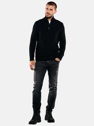 emilio adani Herren Pullover Polokragen in Schwarz emilio adani Herren Pullover Polokragen in Schwarz