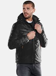 emilio adani Herren Steppjacke mit Materialmix in Schwarz emilio adani Herren Steppjacke mit Materialmix in Schwarz