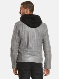 emilio adani Herren Lederjacke mit abnehmbarer Kapuze in Mausgrau emilio adani Herren Lederjacke mit abnehmbarer Kapuze in Mausgrau