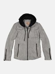 emilio adani Herren Lederjacke mit abnehmbarer Kapuze in Mausgrau emilio adani Herren Lederjacke mit abnehmbarer Kapuze in Mausgrau
