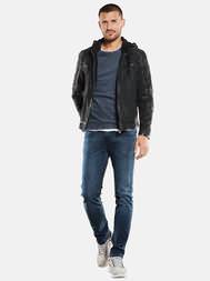 emilio adani Herren Lederjacke in Saphirblau emilio adani Herren Lederjacke in Saphirblau