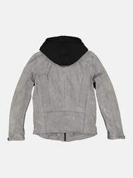 emilio adani Herren Lederjacke mit abnehmbarer Kapuze in Mausgrau emilio adani Herren Lederjacke mit abnehmbarer Kapuze in Mausgrau