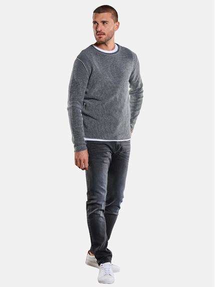 emilio adani Herren Rundhals Pullover in Kieselgrau emilio adani Herren Rundhals Pullover in Kieselgrau
