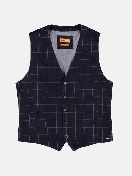 emilio adani Herren Sakkoweste mit Gitternetzkaro in Schwarz emilio adani Herren Sakkoweste mit Gitternetzkaro in Schwarz