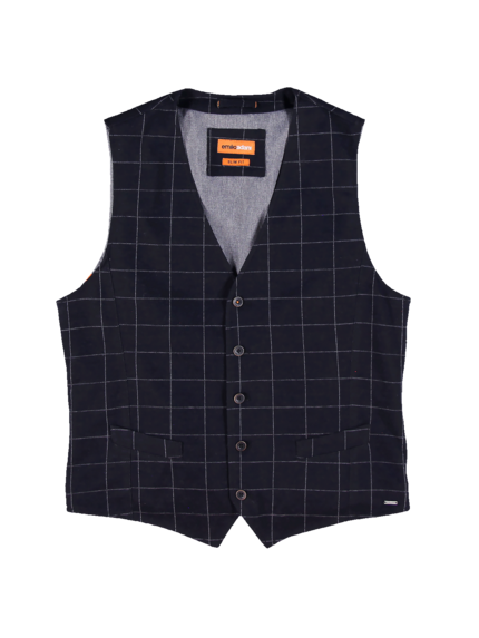 emilio adani Herren Sakkoweste mit Gitternetzkaro in Schwarz emilio adani Herren Sakkoweste mit Gitternetzkaro in Schwarz