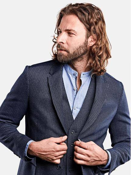 emilio adani Herren elastisches Sakko mit lässiger Kantenverarbeitung in Marineblau emilio adani Herren elastisches Sakko mit lässiger Kantenverarbeitung in Marineblau