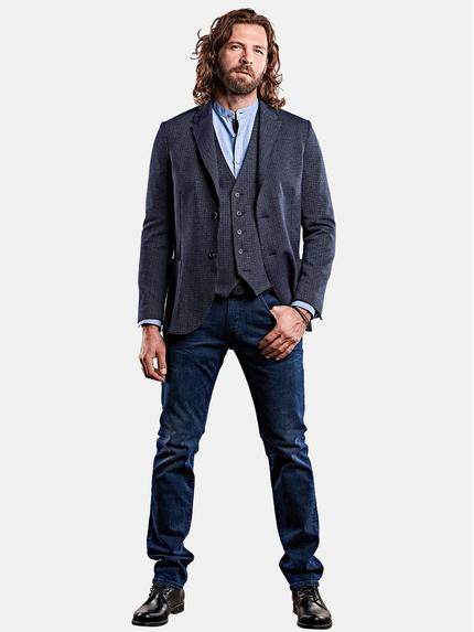 emilio adani Herren elastisches Sakko mit lässiger Kantenverarbeitung in Marineblau emilio adani Herren elastisches Sakko mit lässiger Kantenverarbeitung in Marineblau