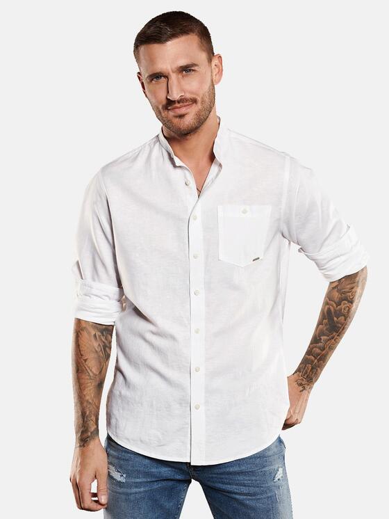 emilio adani Herren Langarm-Hemd mit Leinenanteil in Reinweiss emilio adani Herren Langarm-Hemd mit Leinenanteil in Reinweiss