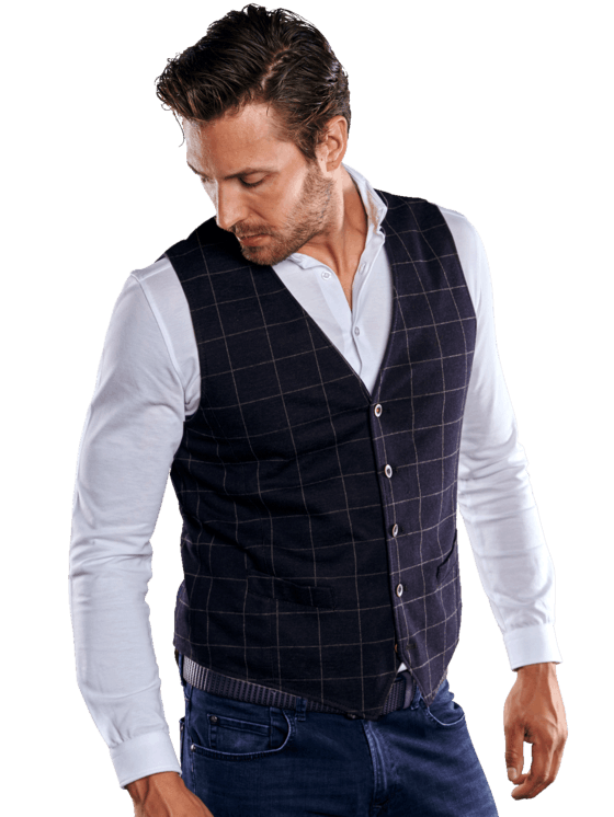 emilio adani Herren Sakkoweste mit Gitternetzkaro in Schwarz emilio adani Herren Sakkoweste mit Gitternetzkaro in Schwarz