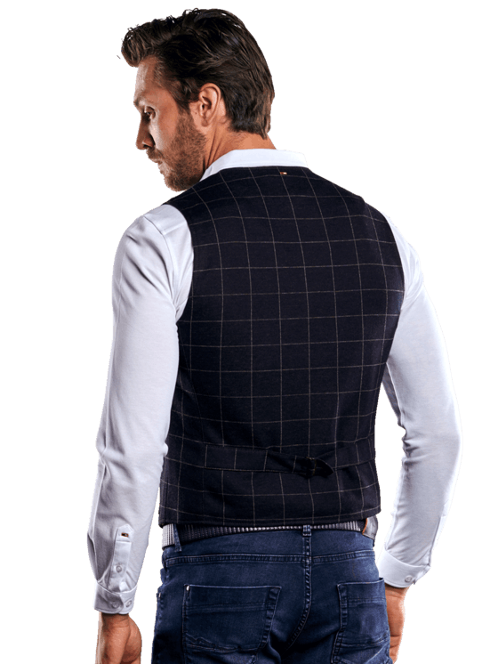 emilio adani Herren Sakkoweste mit Gitternetzkaro in Schwarz emilio adani Herren Sakkoweste mit Gitternetzkaro in Schwarz
