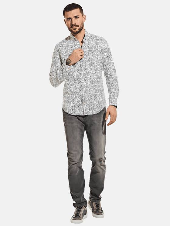 emilio adani Herren Modisches Langarmhemd mit Fancy-Allover-Print in Schwarz emilio adani Herren Modisches Langarmhemd mit Fancy-Allover-Print in Schwarz