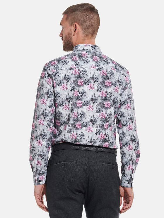 emilio adani Herren Langarm-Hemd mit floralem Print in Weinrot emilio adani Herren Langarm-Hemd mit floralem Print in Weinrot