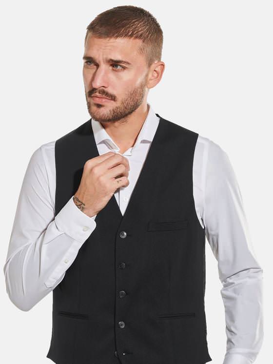 emilio adani Herren Anzugweste aus japanischer Grundware in Schwarz emilio adani Herren Anzugweste aus japanischer Grundware in Schwarz