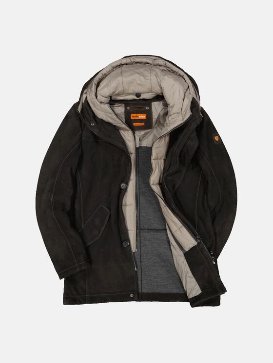 emilio adani Herren Lederparka in Schwarzbraun emilio adani Herren Lederparka in Schwarzbraun