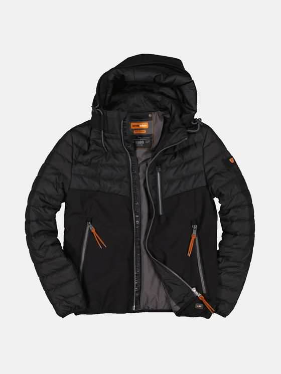 emilio adani Herren Steppjacke mit Materialmix in Schwarz emilio adani Herren Steppjacke mit Materialmix in Schwarz