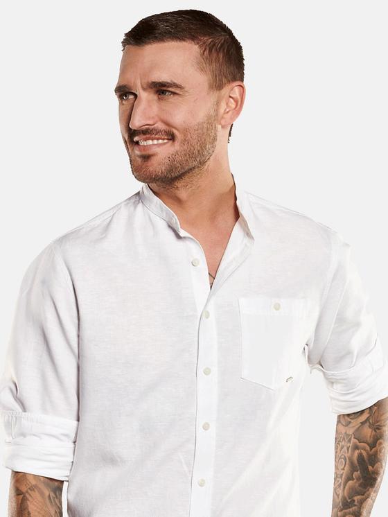 emilio adani Herren Langarm-Hemd mit Leinenanteil in Reinweiss emilio adani Herren Langarm-Hemd mit Leinenanteil in Reinweiss