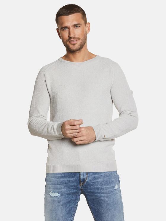 emilio adani Herren Pullover strukturiert in Hellgrau emilio adani Herren Pullover strukturiert in Hellgrau