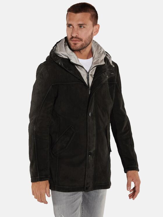 emilio adani Herren Lederparka in Schwarzbraun emilio adani Herren Lederparka in Schwarzbraun