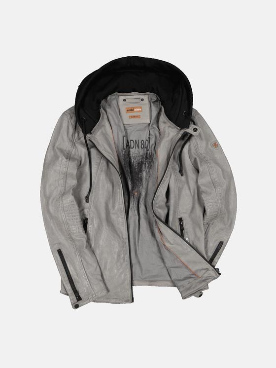 emilio adani Herren Lederjacke mit abnehmbarer Kapuze in Mausgrau emilio adani Herren Lederjacke mit abnehmbarer Kapuze in Mausgrau