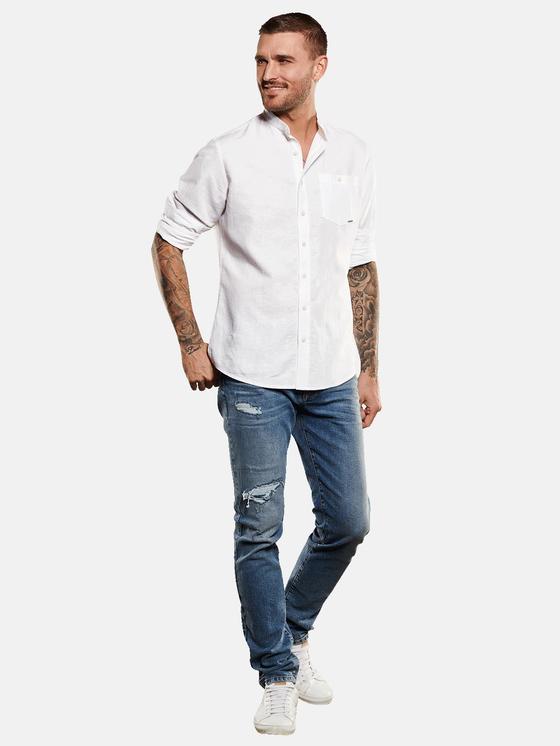 emilio adani Herren Langarm-Hemd mit Leinenanteil in Reinweiss emilio adani Herren Langarm-Hemd mit Leinenanteil in Reinweiss