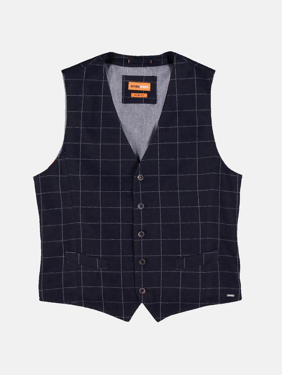 emilio adani Herren Sakkoweste mit Gitternetzkaro in Schwarz emilio adani Herren Sakkoweste mit Gitternetzkaro in Schwarz