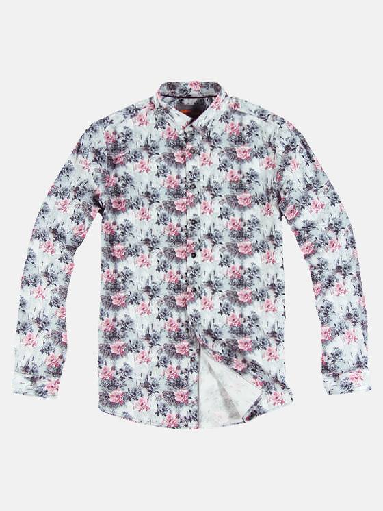 emilio adani Herren Langarm-Hemd mit floralem Print in Weinrot emilio adani Herren Langarm-Hemd mit floralem Print in Weinrot