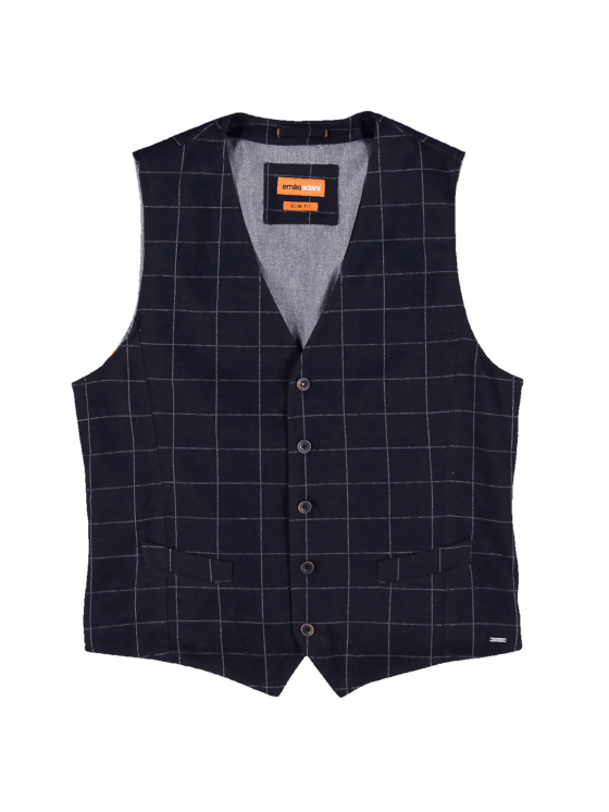emilio adani Herren Sakkoweste mit Gitternetzkaro in Schwarz emilio adani Herren Sakkoweste mit Gitternetzkaro in Schwarz