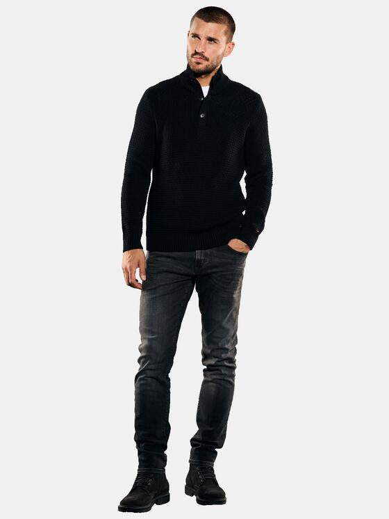 emilio adani Herren Pullover Polokragen in Schwarz emilio adani Herren Pullover Polokragen in Schwarz