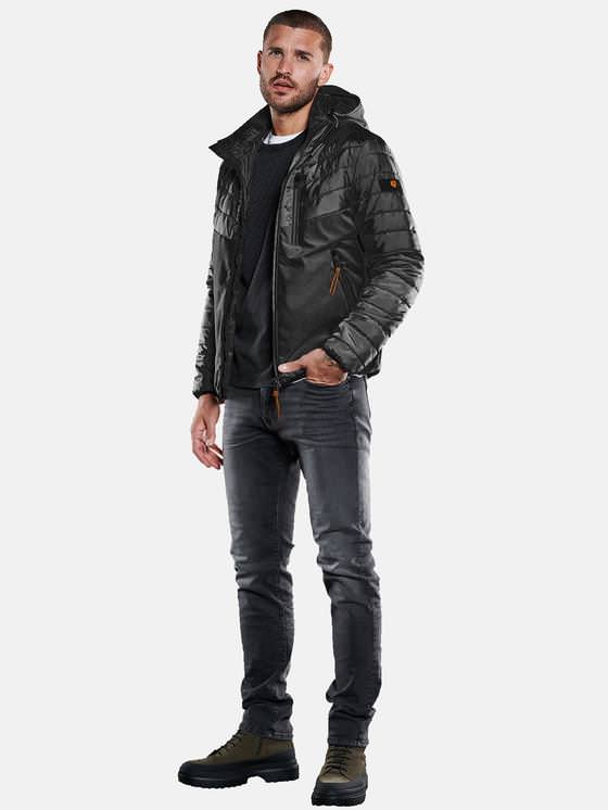 emilio adani Herren Steppjacke mit Materialmix in Schwarz emilio adani Herren Steppjacke mit Materialmix in Schwarz