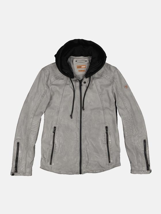 emilio adani Herren Lederjacke mit abnehmbarer Kapuze in Mausgrau emilio adani Herren Lederjacke mit abnehmbarer Kapuze in Mausgrau