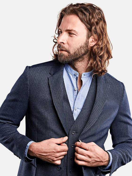 emilio adani Herren elastisches Sakko mit lässiger Kantenverarbeitung in Marineblau emilio adani Herren elastisches Sakko mit lässiger Kantenverarbeitung in Marineblau