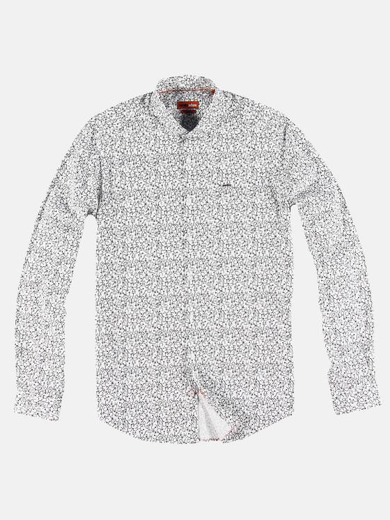 emilio adani Herren Modisches Langarmhemd mit Fancy-Allover-Print in Schwarz emilio adani Herren Modisches Langarmhemd mit Fancy-Allover-Print in Schwarz