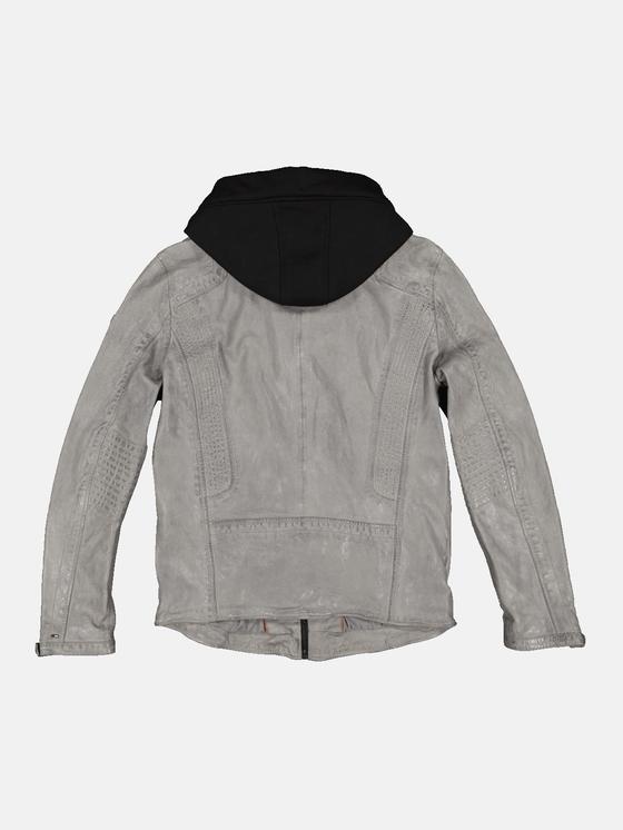emilio adani Herren Lederjacke mit abnehmbarer Kapuze in Mausgrau emilio adani Herren Lederjacke mit abnehmbarer Kapuze in Mausgrau