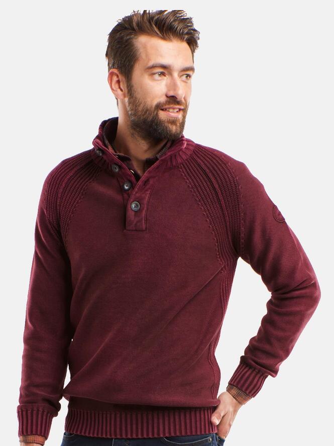 Herren engbers Troyer-Pullover in Karminrot