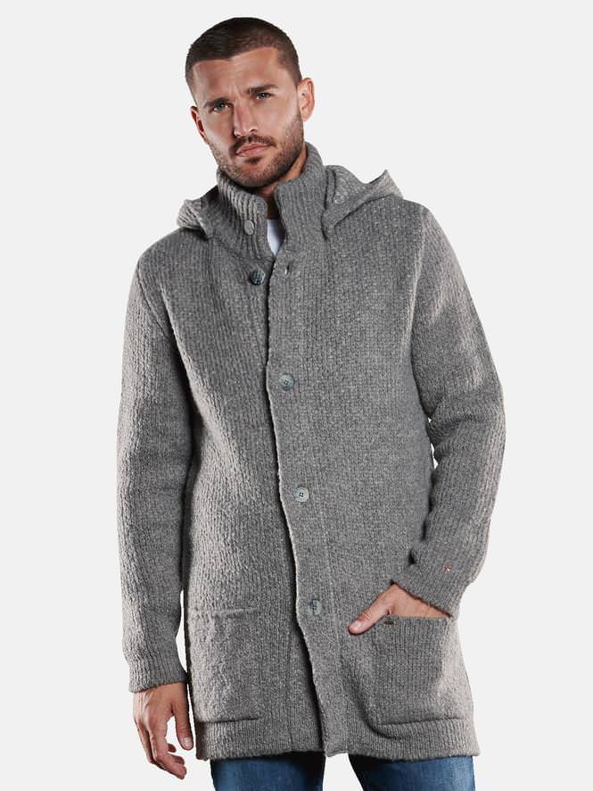 Herren Emilio Adani Strickjacke Mit Abnehmbarer Kapuze In Braunbeige