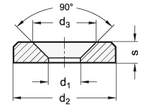 Unterlegscheibe GN 6341 Edelstahl mit Senkbohrung d1 8 mm d2 26 mm