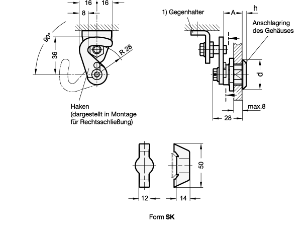 Hook-type latches  Ganter Standard Parts