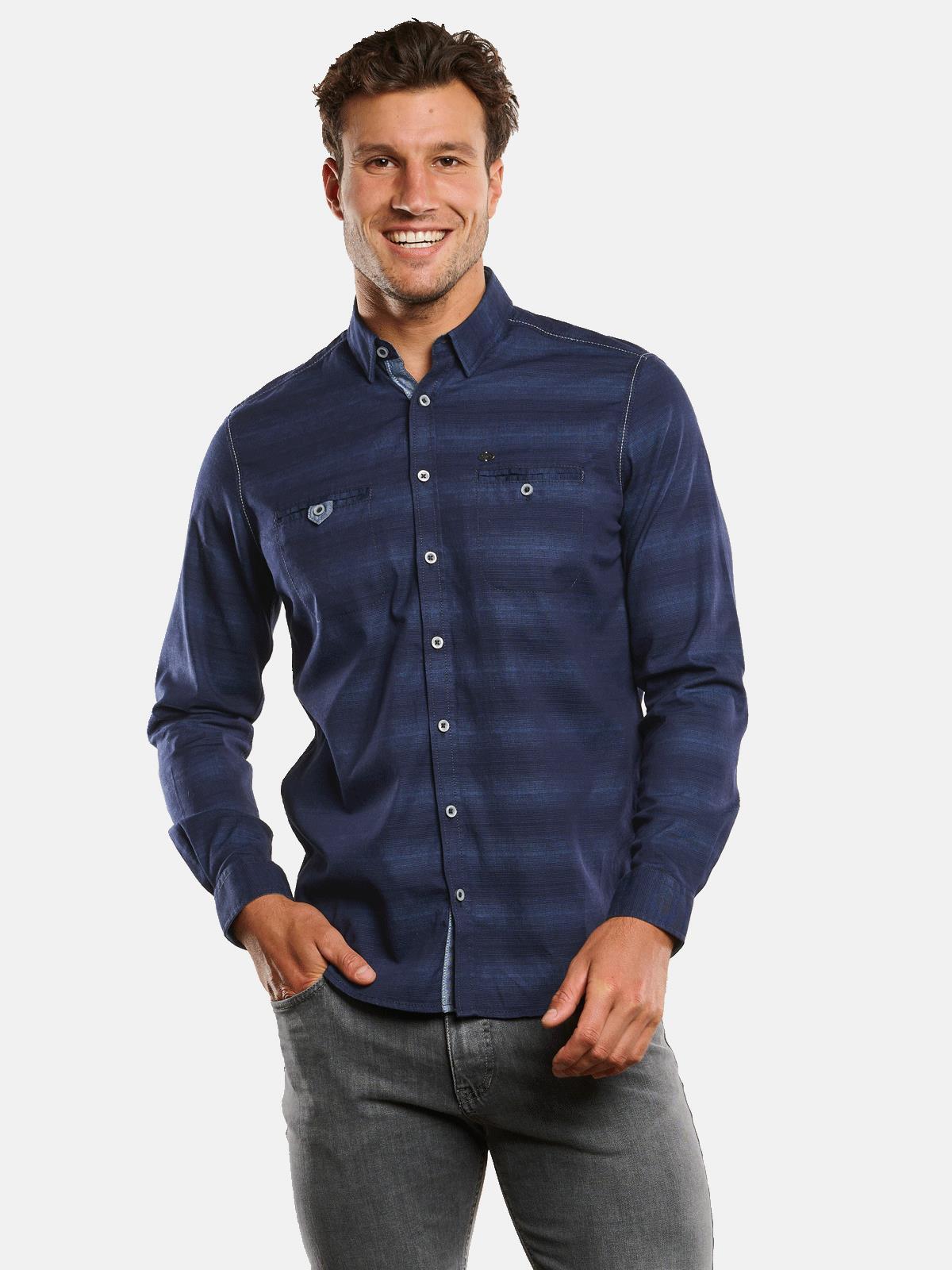 Engbers Herren Hemd Mit Batik-Muster - Langarm Hemd In Saphirblau