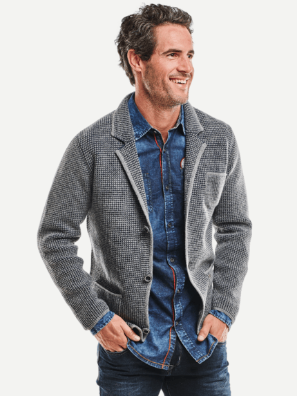 28211 engbers Herren Strickjacke Grau