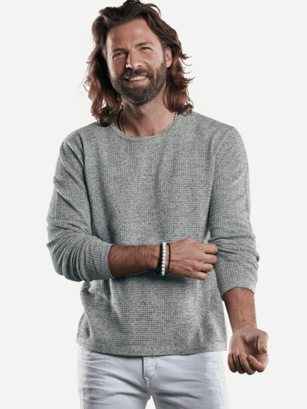 emilio adani Herren Modischer Strickpullover mit besonderer Strukturoberfläche in Beige 29282