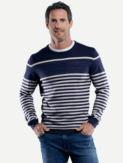 engbers Herren Gestreifter Pullover in Blau 29606